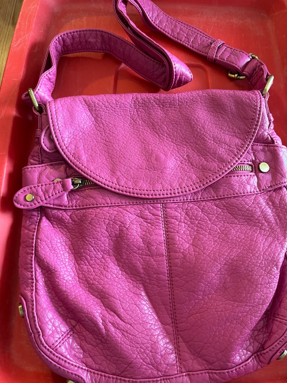 Faux-Leather Crossbody Satchel bag